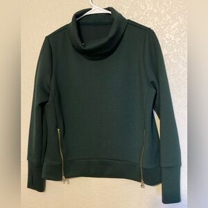 Addison Bay Dark Green Cowl Neck Sweater with Gold Zippers